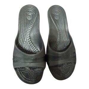 Crocs Sassari Black Wedge Slide Sandals Women’s Size 8 Comfort